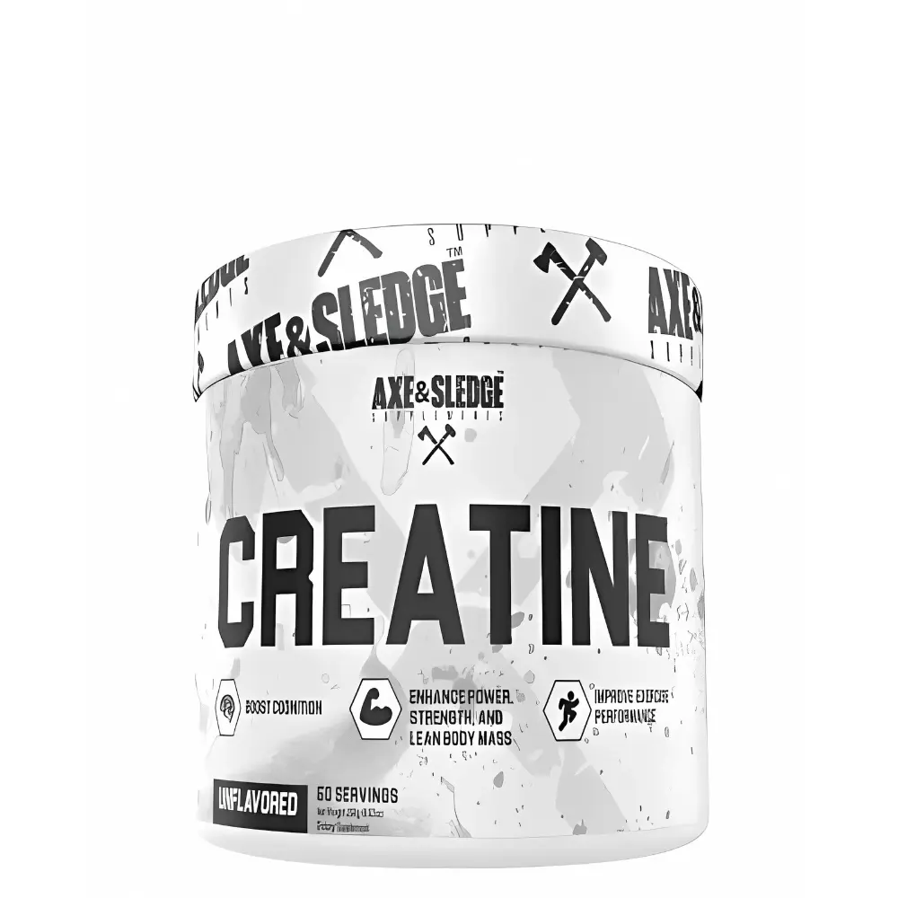 Axe & Sledge Creatine Monohydrate – Pure 5g Micronized Formula – Boost Strength, Power & Muscle – Unflavored – 50 Servings, Workout, Fitness, Sport