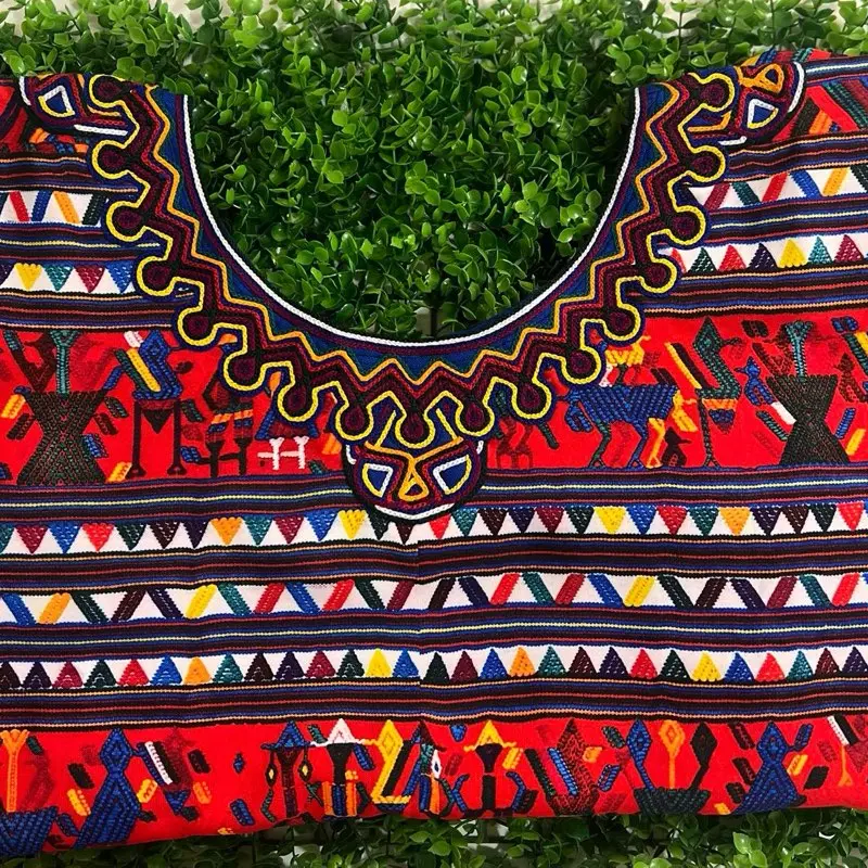 Size:M Huipil Sublimado Indumentaria Maya Ixil de Guatemala Traditional Design for Cultural Events and Authentic Maya Ixil Clothing Women's Summer Top Blouse