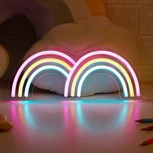 1pc LED Neon Sign Double Rainbow Shaped Night Lights, 5V USB Power Supply Neon Lamp For Home Bedroom Dorm Party