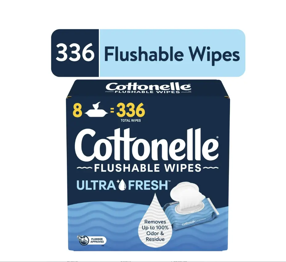 Cottonelle Ultra Fresh Flushable Wet Wipes, 8 Flip-Top Packs