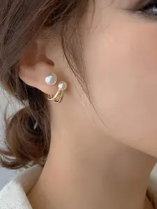 Minimalist Temperament Faux Pearl Decorated Earrings, Fashionable Earrings for Women for Party, Daily Clothing Decor, Trendy All-match & Exquisite Jewelry for Birthday Gift