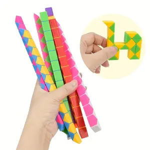 Folding Magic Snake Ruler Puzzle Antistress Cube Toy Kids Birthday Party Favors Goodie Bags Random Color