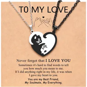 Matching Cat Necklace for Couples, Anniversary Christmas Birthday Valentines Day Gifts for Him Her