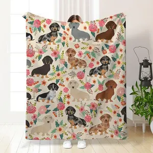 Cute Dachshund Pattern , Soft Comfortable  Throw, Air-conditioned Room ,  Nap  for Home & Office & Travel sofa decor  bedroom warm cozy  Print Flannel  cooling novelty  sofa  pig love blanket