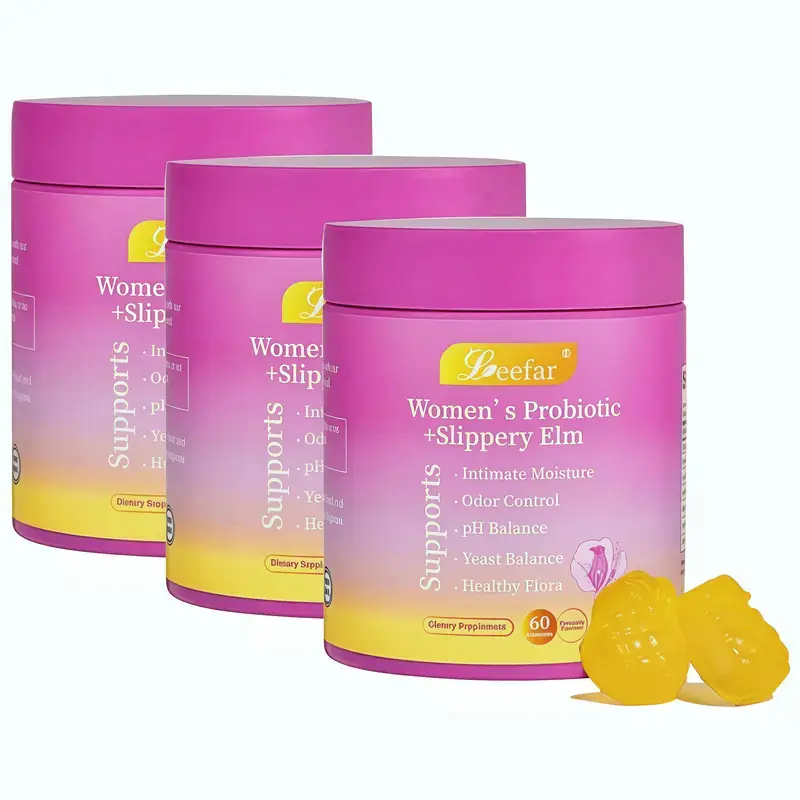 Limited-time sale 1-3 Botlles LEEFAR Her Probiotics Gummies BE - All in One Solution with Slippery Elm and Prebiotics & Lactobacillus Probiotic Blend for Women's pH Balance and Dryness Hawaiian Pineapple Gummies Dietary Supplement