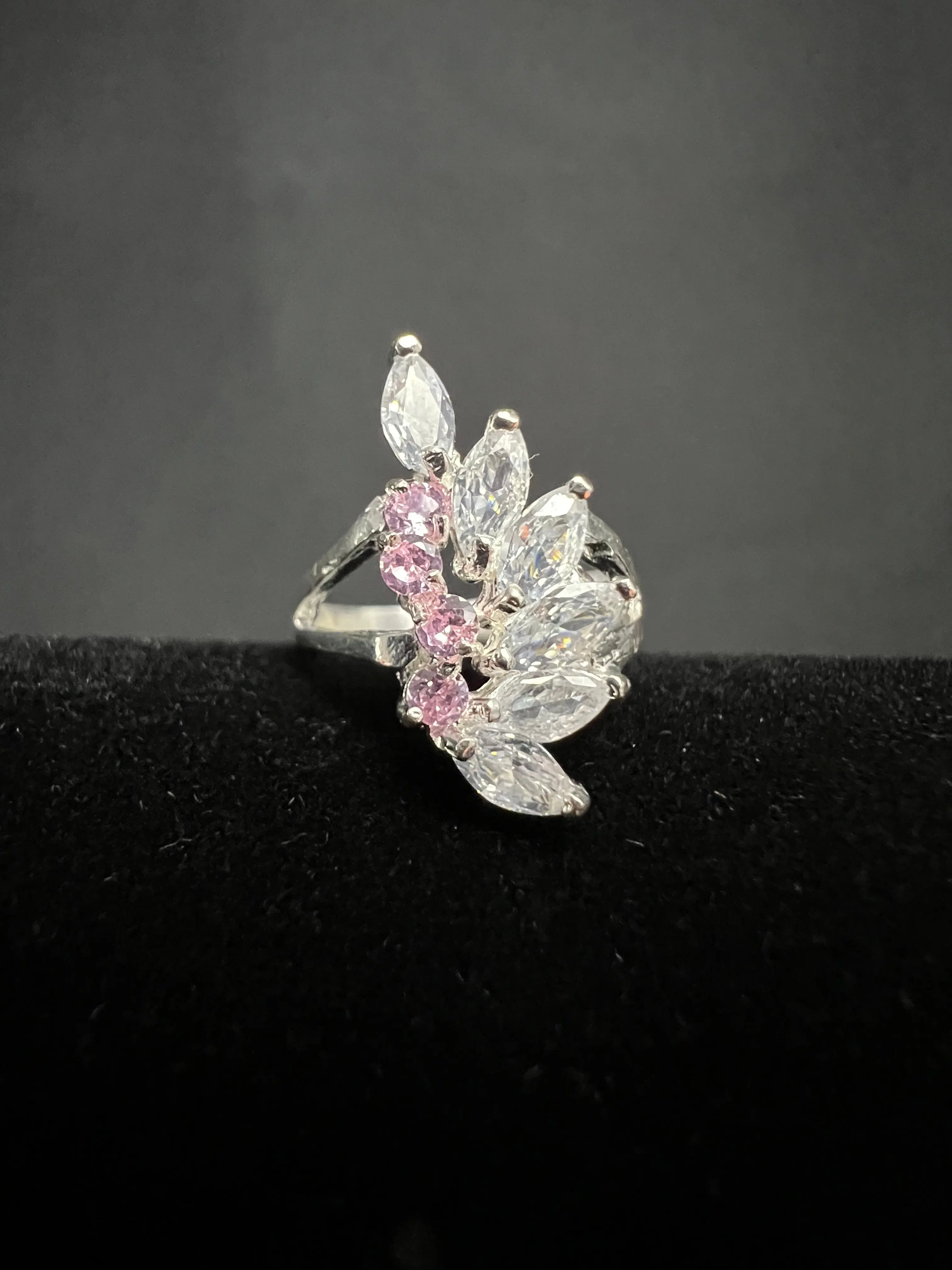 Pink Angel Wing Ring .925 Sterling Silver