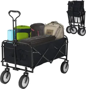 FDW Collapsible Folding Wagon Garden Cart Beach Wagon Grocery Wagon All-Terrain Wheels Garden Grocery Wagon