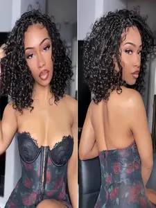 13x6 HD Lace Wig Glueless Wear & Go 18", Curly Medium Length Braid Design, Boho Style Wigs, Perfect for All Seasons, Valentines Gift, Beginner Friendly Wig