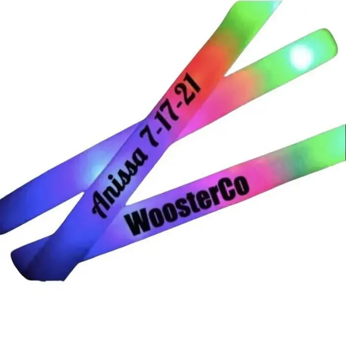 50 Personalized LED Foam Sticks Multi Color, Batons, Wands, Party Favors, Dance Floor Prop, Wedding, Birthdays, Supplies DIY Decoration Durable