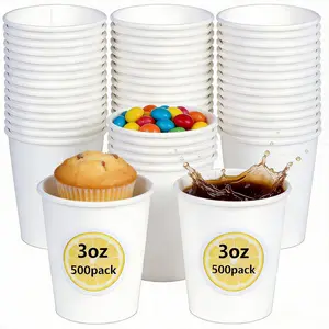 3 oz Disposable Paper Cups 500 Pack, Small Mini White Bathroom Cups for Mouthwash Medicine Espresso, Leak-Resistant for Hot/Cold Drinks, for Home Travel Party