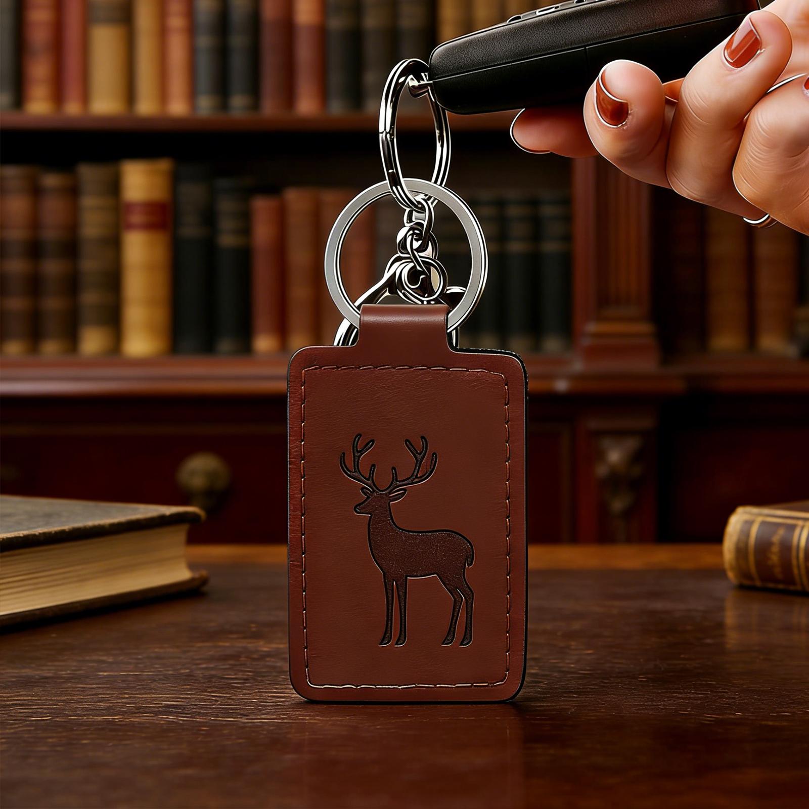 Leather Keychain Blanks Kit with Rings, Laser Engraving PU Leather Key Fob for DIY Crafts