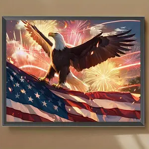 Eagle Pattern DIY Diamond Arts Colorful Painting Kit without Frame, Gothic Style Full Round Diamond Painting, Wall Art Decor for Home