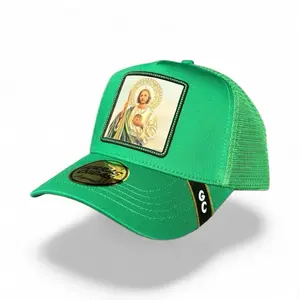 Gorra “San Judas Tadeo” Ajustable en Color Verde - Diseño elegante - Saint Jude Green Trucker hat - Mesh style hat for men and women
