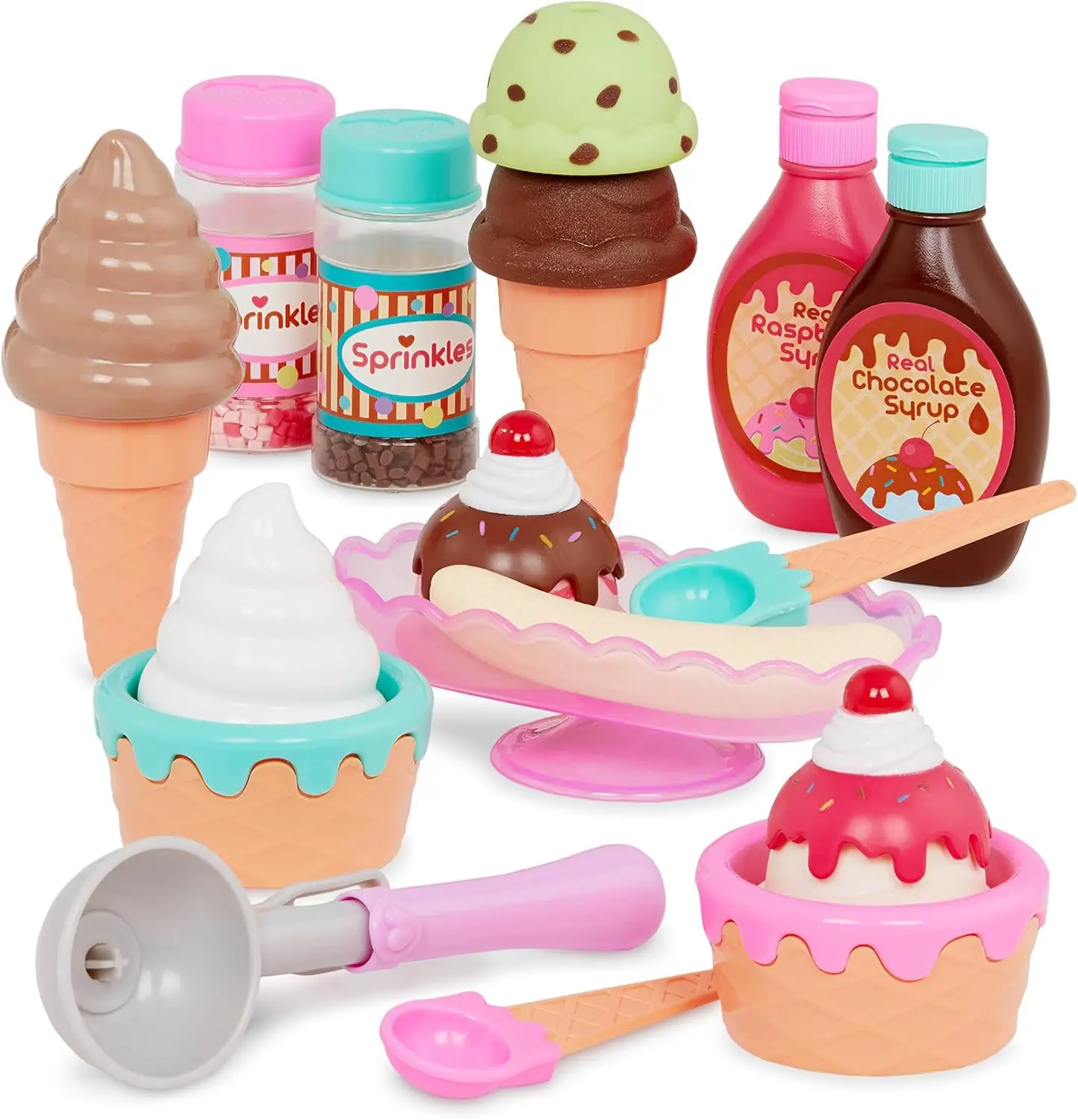 Toy Food Ice Cream Set for Kids – Pretend Play Kitchen Accessories, Ice Cream Parlour Play Set for Boys & Girls Ages 3+