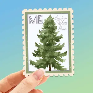 Maine State Tree White Pine Sticker- ME Vintage Stamp Decal