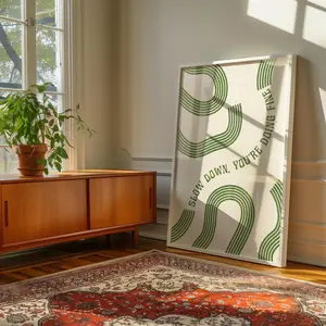 [UNFRAMED POSTER] Slow Down You’re Doing Fine Print | Motivational Wall Art Decor | Inspirational Midcentury Poster