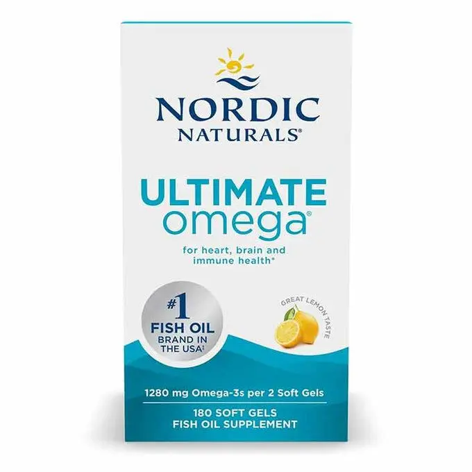 Nordic Naturals Ultimate Omega 180 Softgels - 1280 mg Omega-3s per 2 Gels for Heart Brain and Immune Health