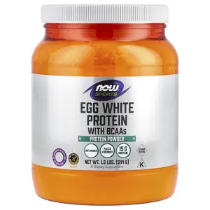 NOW Foods Sports, Egg White Protein with BCAAs, Protein Powder, Unflavored, 1.2 lbs (544 g)