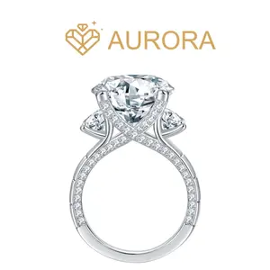 【#69 Vegas】Full Moissanite main stone and side stone rings  S925 Sterling Silver  Anniversary Birthday Gift Gift High Quality Jewelry Synthetic Moissanite