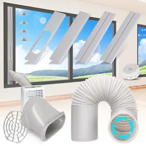 Portable Air Conditioner Window Vent Kit with 5.9” Exhaust Hose Adjustable Portable AC Window Kit for Ducting Universal Portable AC Seal Panel for Horizontal&Vertical Window