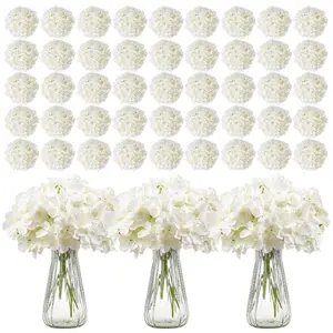 VEVOR Artificial Flowers, 305 pcs Real Looking White Silk Fake Hydrangea Bulk, White Faux Bridal Shower with Stems for DIY Wedding Bouquets, Home Centerpieces Arrangements, Party Tables Decorations