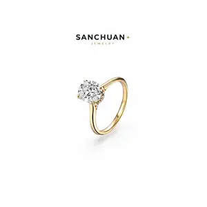 STUDIO Oval Cut 1.0ct&2.0ct&3.0ct&4.5ct D VVS1 Color Lab-Created Moissanite Ring Jewelry for Women 14K Gold Plated Engagement Wedding Lady's Gift Luxury R112 SpringStatements