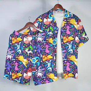 Umbre0n Hawaiian Shirt Tropical Button Up Shirt Summer Beach Short Night Fantasy Pattern Matching Set Unisex Outfit Umbre0n Shirt Gift, PKM Hawaiian Shirt, PKM Hawaiian Trunk, Gift for Anime Fans