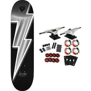 Powell Peralta Skateboard Complete Flight Mike Vallely Lightning Bolt Silver 8.5" x 32.08"