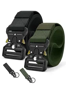 2-Pack Tactical Military Belt! Men’s Heavy Duty Quick Release Nylon Web Belt