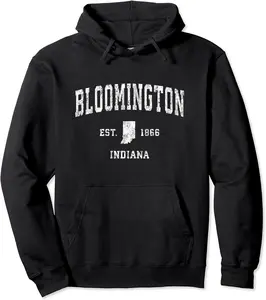 Bloomington Indiana IN Vintage Athletic Sports Design Pullover Hoodie - Willianam Shop 68B0817CHBY7