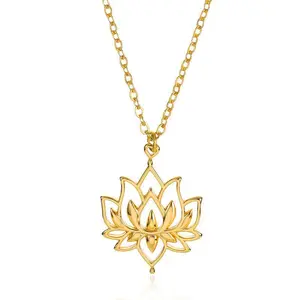 Simple Hollow Lotus Necklace Women's Necklace Plant Collection Summer Accessories Lotus Necklace