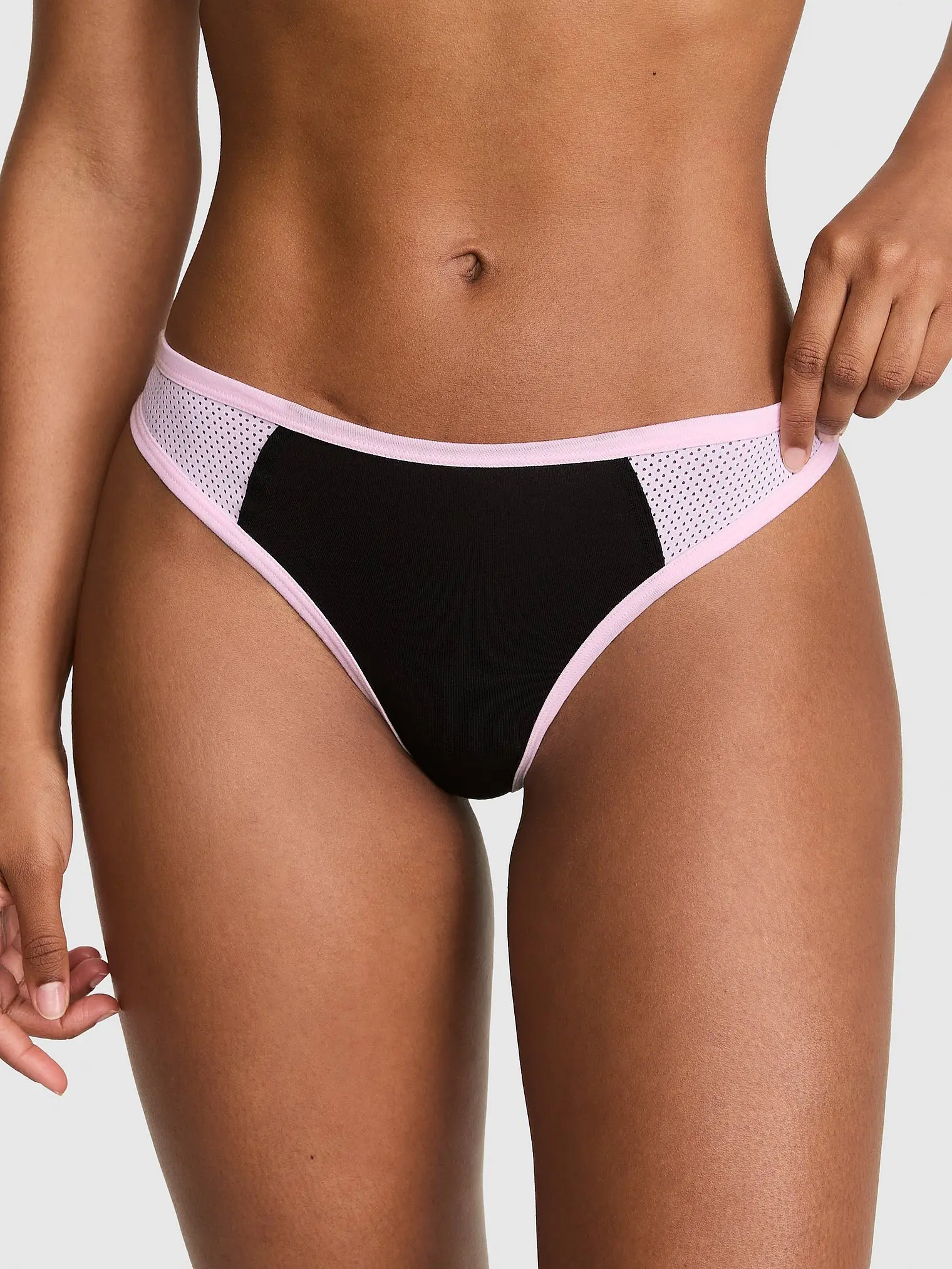 PINK Cotton High-Leg Thong Panty