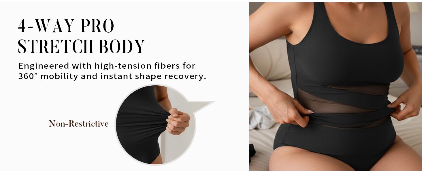 B2prity Women's Mesh One Piece Swimsuit Tummy Control Sexy Bathing Suit Push Up Swim Suit Slimming Swimwear