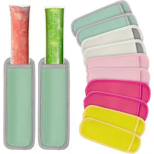 10 count  Ice Popsicle Holders - Ice Pop Sleeves for Frozen  Yogurt Tubes Ice Cream Boys Girls Party Durable Neoprene Anti-freezing No Drip in 5 Assorted Colors