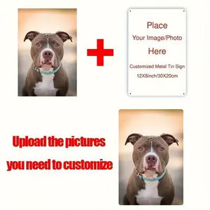 1pc Personalized Dog Photo Frame - Customizable Metal Tin Sign with Your Own Photo/Text, 12x8 Inch (30x20cm) - Heavy-Duty Aluminum Wall Decor for Home, Bar, Cafe, Office - Ideal Gift For Dog Lovers, Dog Decor, Home Decoration