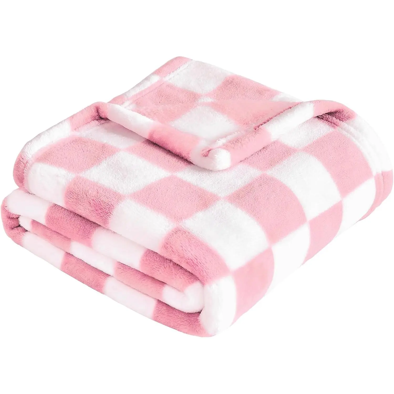Checkered  Blanket for  Pink Fleece  Blankets for  , Warmer Comfort Lightweight Bed Blanket for   or , 30''x40'', Pink