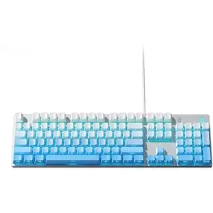 HP GK400F Mechanical Gaming Keyboard, 104 Keys Wired USB Keyboard with Tactile Brown Switches, Ice Blue LED Backlight, Full N-Key Rollover, Ergonomic Design, White & Blue Gradient