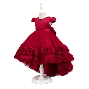 Girls Flower Girl Dress Princess Tulle Dress Big Bow Party Dress for Birthday Wedding Holiday Outfit
