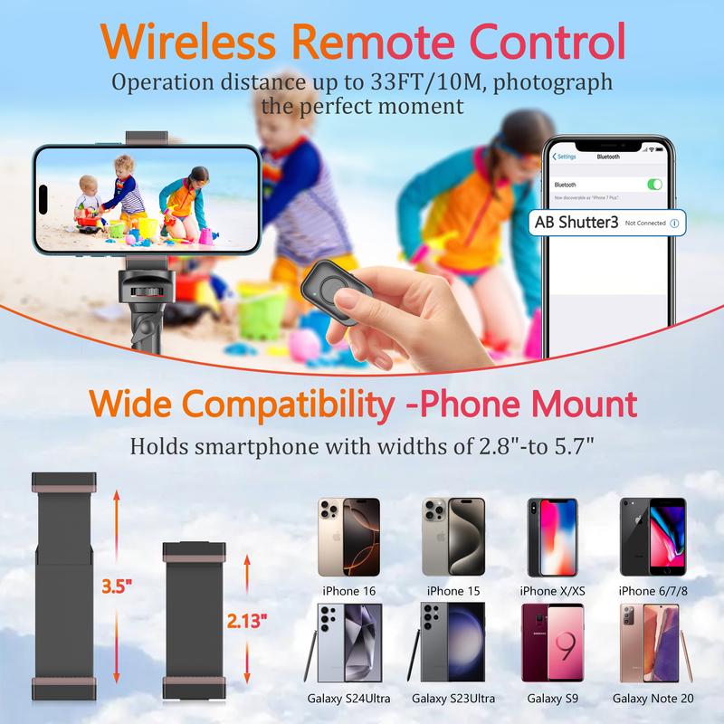 62-Inch Extendable Selfie Stick and Tripod with Wireless Remote, Universal Holder for iPhone, Android, and Cameras