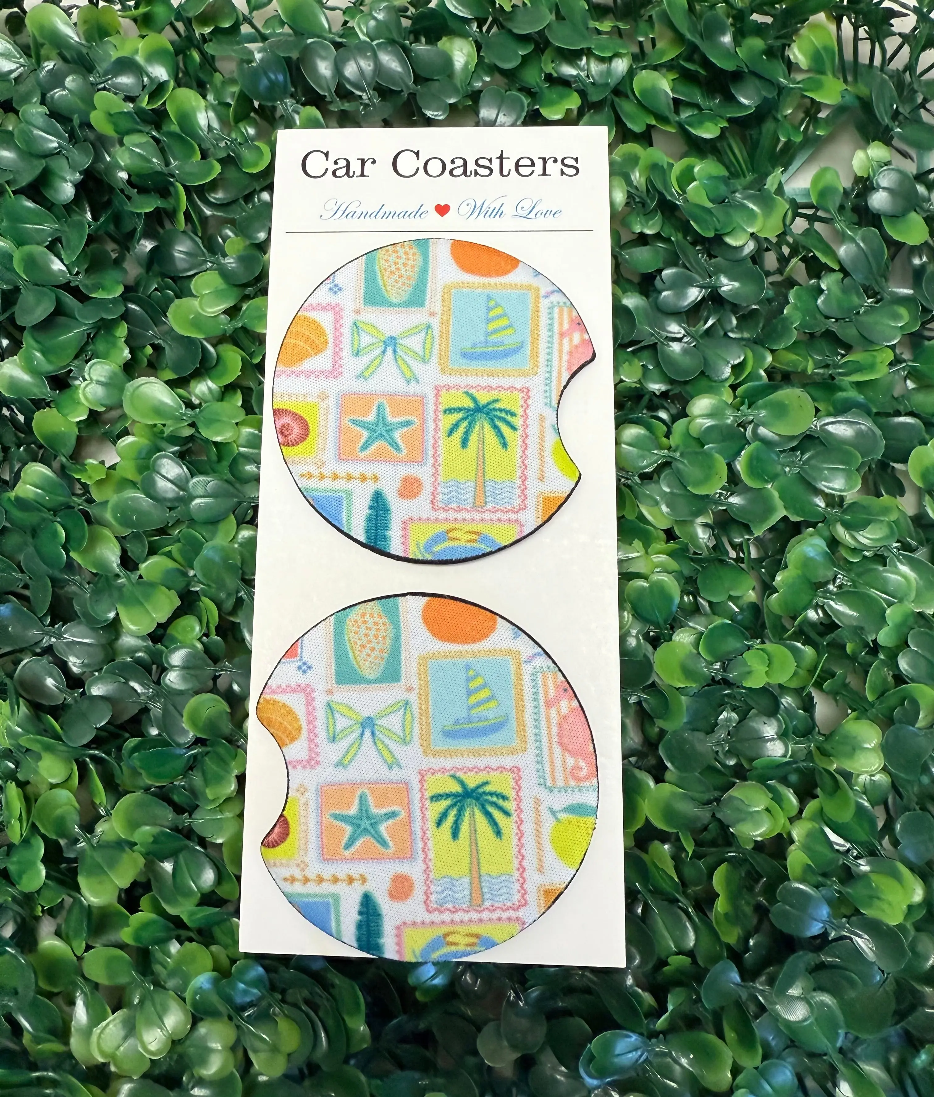 Sea stamps car cup coasters