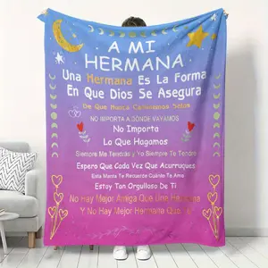 1pc Vintage Spanish Sister Flannel Blanket - A Mi Hermana Message, Soft 280GSM Polyester, Tear-Resistant, Comfortable Gift for Birthdays, Christmas