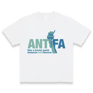Men's Antifa Graphic T Shirt With Statue Of Liberty Torch Design Political Statement Short Sleeve Tee Perfect For Casual Daily Wear And Social Justice Advocates
