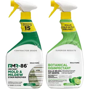 Stain & Sanitation System - Mold &  Stain Remover + Botanical Disinfectant Cleaner, Indoor/Outdoor Cleaning Kit for Kitchens, Bathrooms, Furniture, Siding, & Deck, 2-32 Oz Bottles