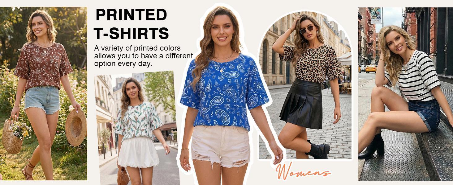 Imily Bela Women's Summer Casual Crewneck Batwing Half Sleeve T-Shirts Solid Color Loose Fit Cute Basic Flowy Tops Tees Blouses