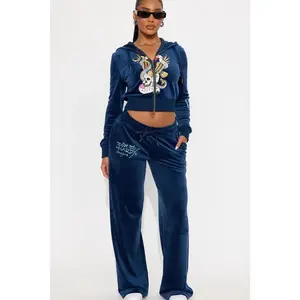 Ed Hardy NY Skull City Velour Pant Set - Navy 9