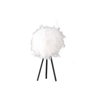 YYDS 20.5" In Pure White Feather Shade Tripod Modern Metal Table Lamp
