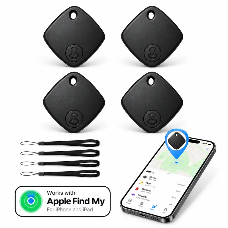 4-Pack FancyDove Tracker Air Tag for Apple Find My (iOS only), Anti-Lost Device for Bags, Keys and Pets, Travel or Outdoor Use