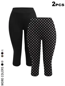 2 PCS High Waist Capri Leggings for Women, Y2K Aesthetic Stretchy Slim Fit Capris, Buttery Soft Casual Workout Pants,2026 Athleisure Outfit,Yoga, Gym, Daily Wear, Running, Shopping, Versatile Minimalist Style for Teen Girls, Gen Z Fitness Lovers