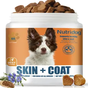 Nutridog Soothing Skin and Coat Chews for Dogs with Omega 3 and Vitamin E to Relieve Itchy Skin and Promote Shine
