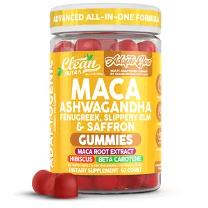 Clean Nutra MACA, Ashwagandha, Fenugreek, Slippery Elm, Saffron, Hibiscus & Beta Carotene for Hair, Skin & Nail Support Gummies – Adapto Glow Clean Nutra MACA, Ashwagandha, Fenugreek, Slippery Elm, Saffron, Hibiscus & Beta Carotene for Hair, Skin & Nail Support Gummies – Adapto Glow